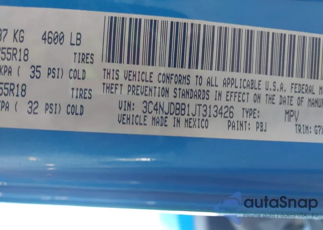 3C4NJDBB1JT313426: 42766345