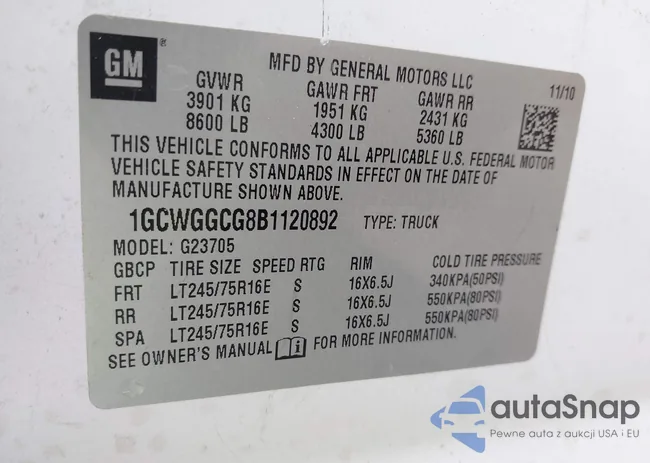 1GCWGGCG8B1120892: 42766407