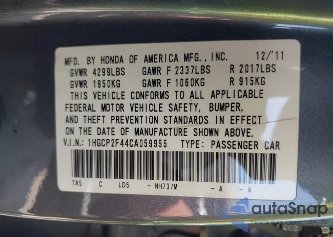 1HGCP2F44CA059955: 42766411