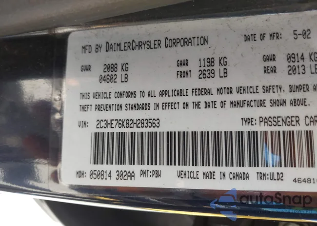 2C3HE76K82H283563: 42766428