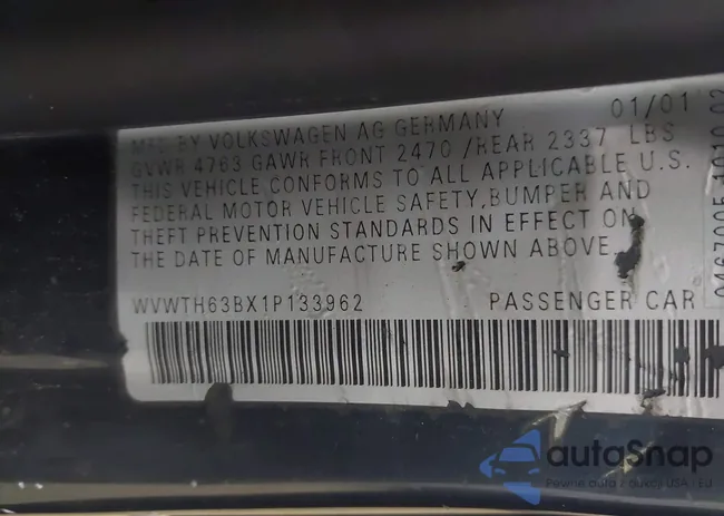 WVWTH63BX1P133962: 42766560