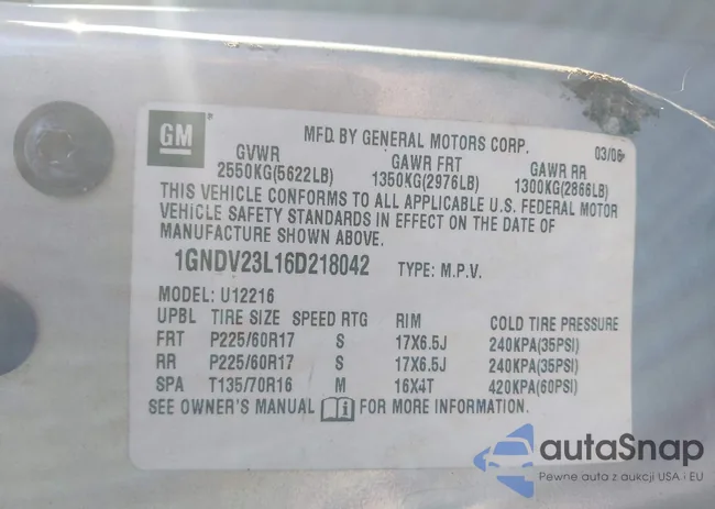 1GNDV23L16D218042: 42765675