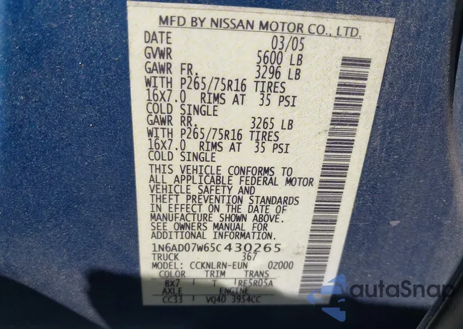 1N6AD07W65C430265: 42765783