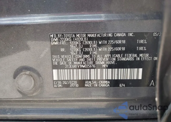 2T3E6RFV1MW025616: 42765892