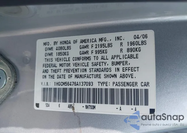 1HGCM56476A137093: 42767299