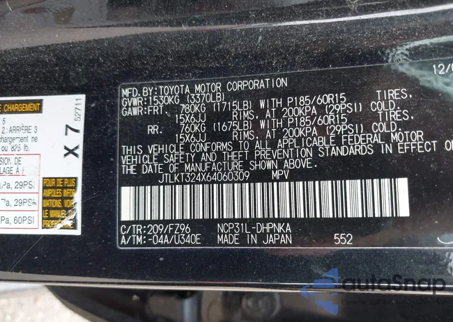 JTLKT324X64060309: 42767320