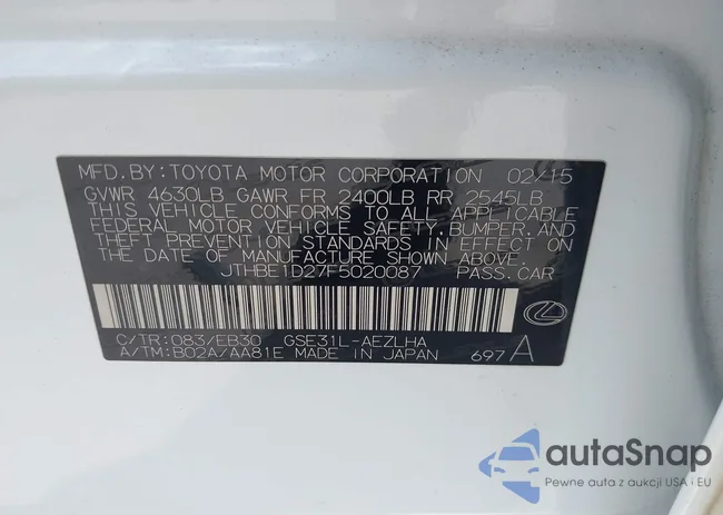 JTHBE1D27F5020087: 42767378