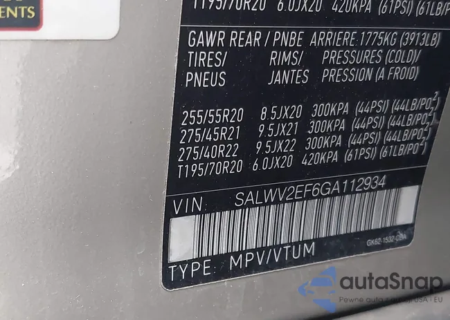 SALWV2EF6GA112934: 42766776