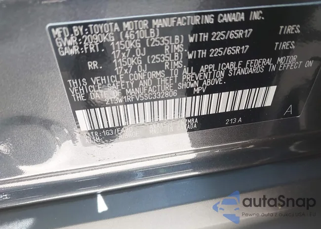 2T3W1RFV5SC332806: 42766809