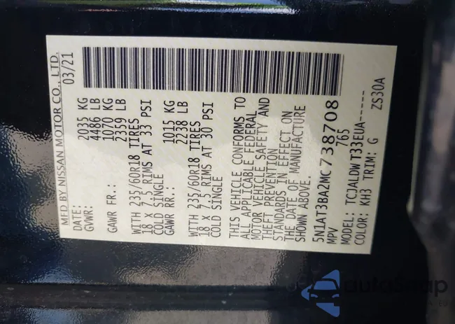 5N1AT3BA2MC738708: 42766916