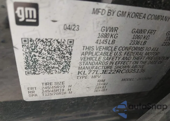 KL77LJE22RC035136: 42767032