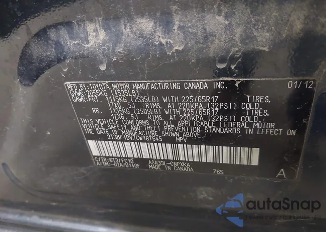 2T3BF4DV7CW187645: 42768125