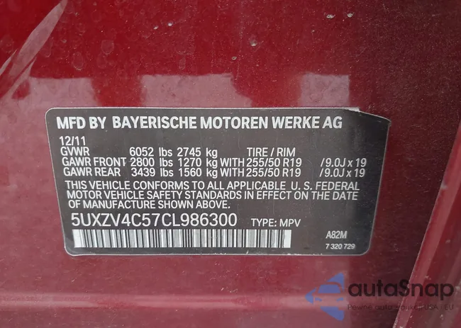 5UXZV4C57CL986300: 42768154