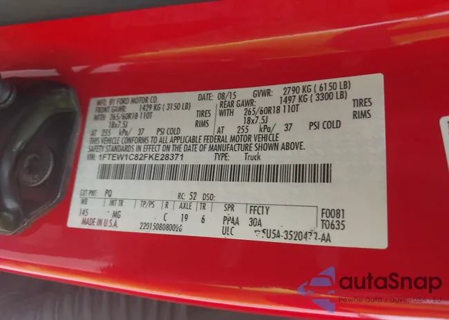 1FTEW1C82FKE28371: 42768284