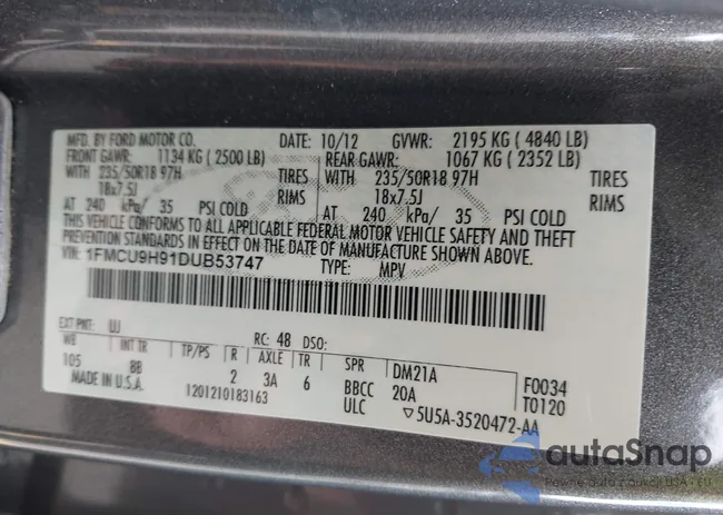 1FMCU9H91DUB53747: 42768289