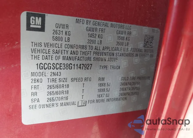 1GCGSCE38G1147927: 42768491