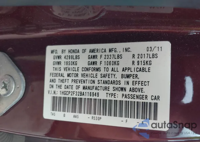 1HGCP2F32BA116949: 42767753