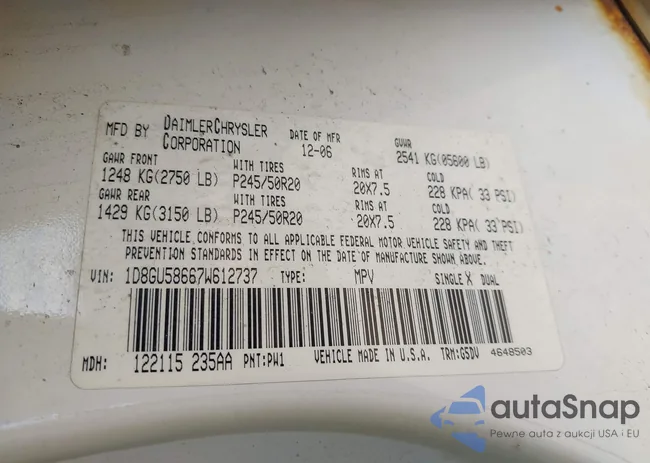 1D8GU58667W612737: 42767789