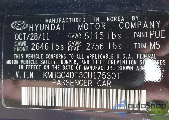 KMHGC4DF3CU175301: 42767795