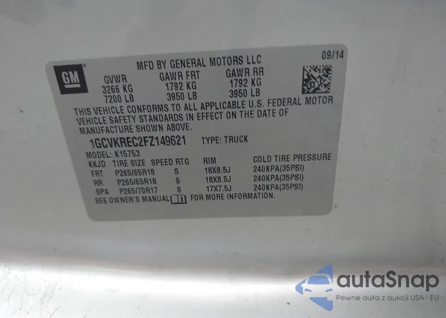 1GCVKREC2FZ149621: 42769046