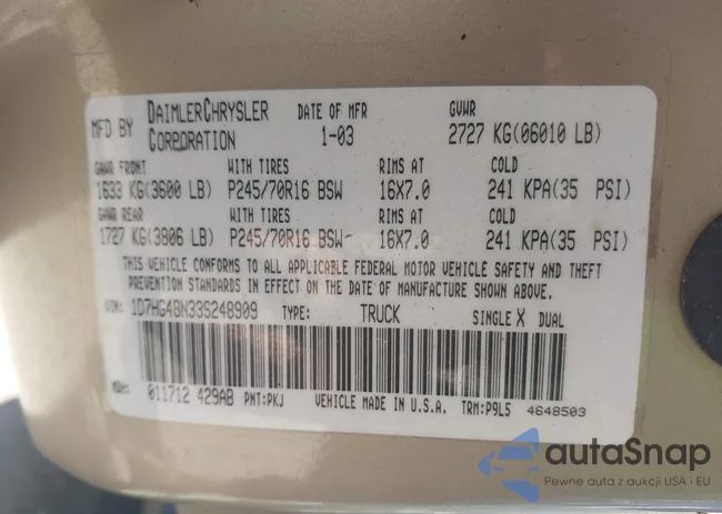 1D7HG48N33S248909: 42769070