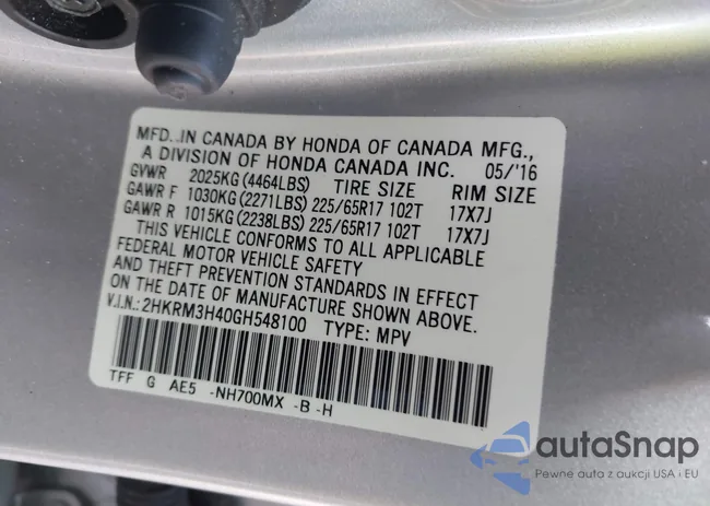 2HKRM3H40GH548100: 42769083