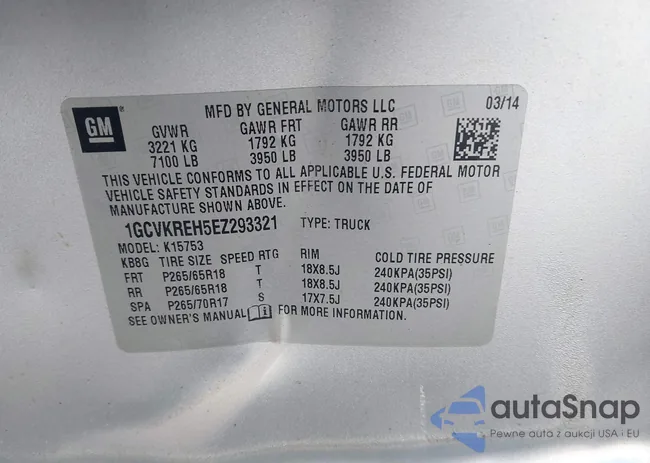 1GCVKREH5EZ293321: 42769126