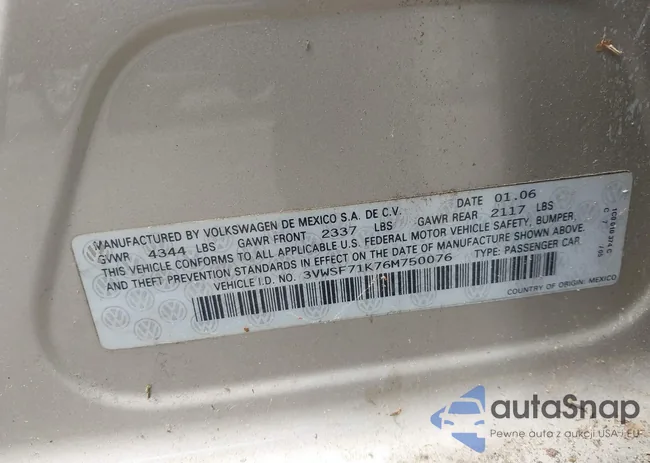 3VWSF71K76M750076: 42769137