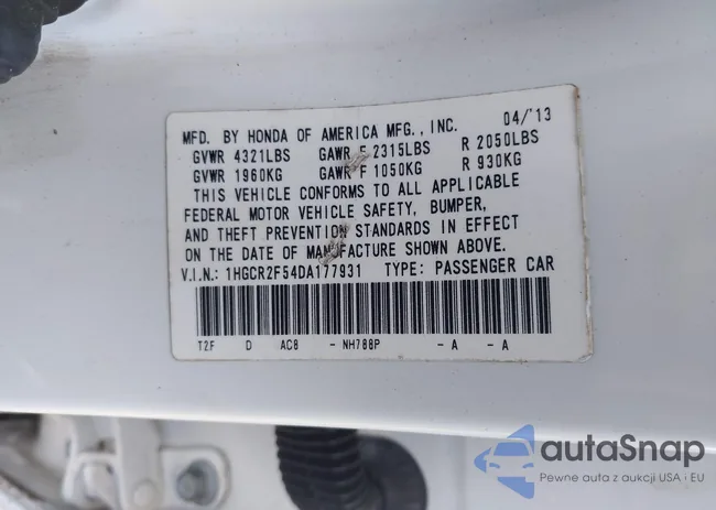 1HGCR2F54DA177931: 42769158