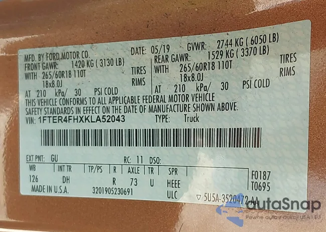 1FTER4FHXKLA52043: 42769207