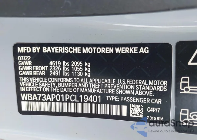 WBA73AP01PCL19401: 42769242