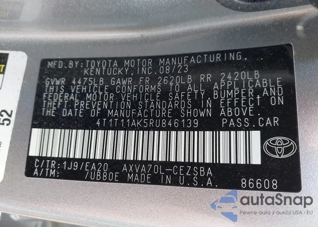 4T1T11AK5RU846139: 42769295