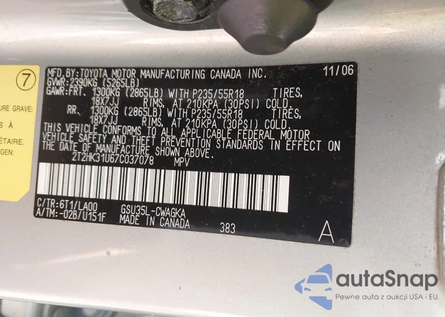 2T2HK31U67C037078: 42769347