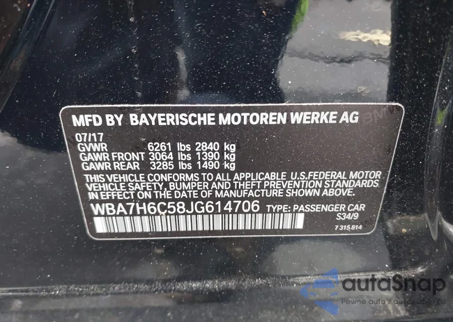 WBA7H6C58JG614706: 42769584