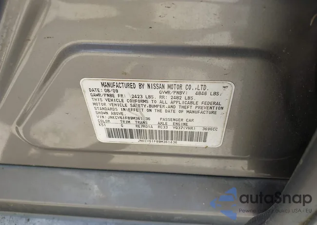 JNKCV61F89M361436: 42768725