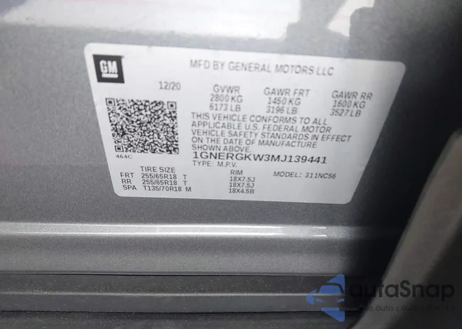 1GNERGKW3MJ139441: 42768763