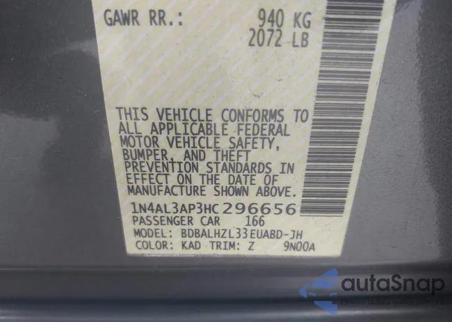 1N4AL3AP3HC296656: 42768981