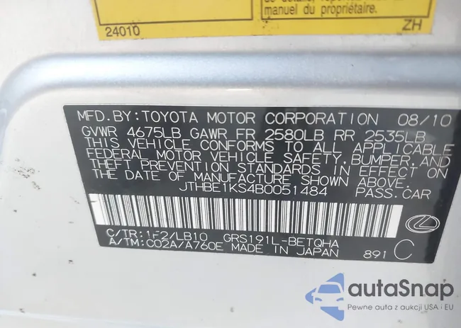 JTHBE1KS4B0051484: 42770124