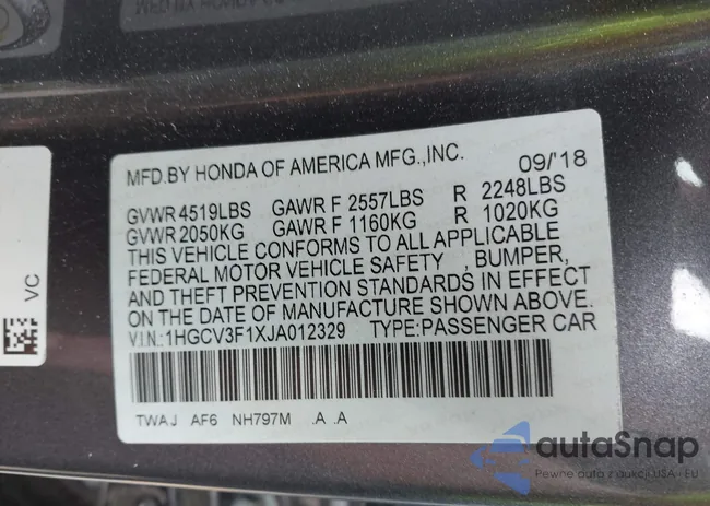 1HGCV3F1XJA012329: 42770326