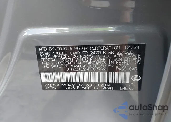 JTHGZ1B29R5077991: 42770457