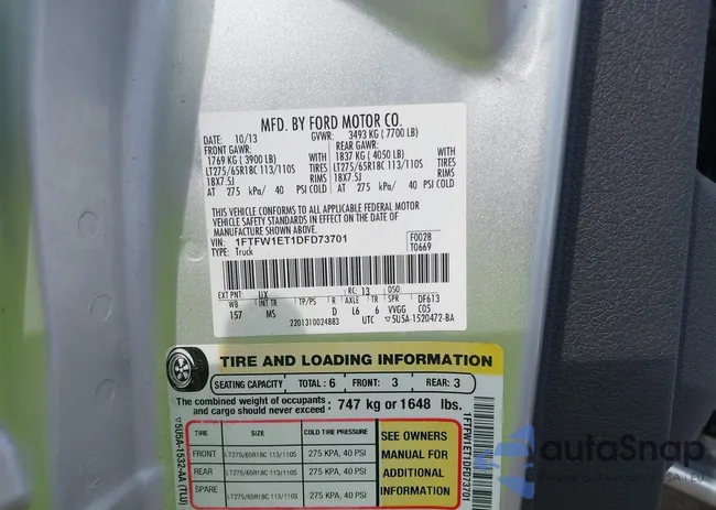 1FTFW1ET1DFD73701: 42770544