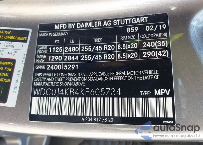 WDC0J4KB4KF605734: 42769839