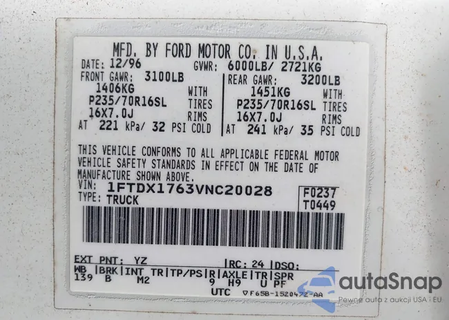 1FTDX1763VNC20028: 42769870