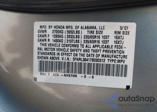 5FNRL38417B090312: 42769930