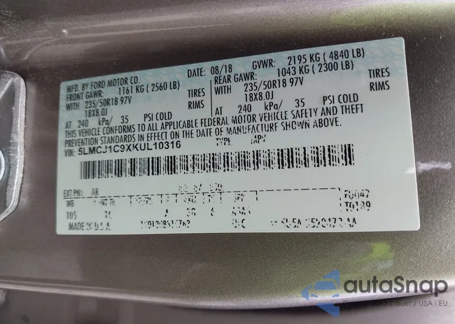 5LMCJ1C9XKUL10316: 42769957