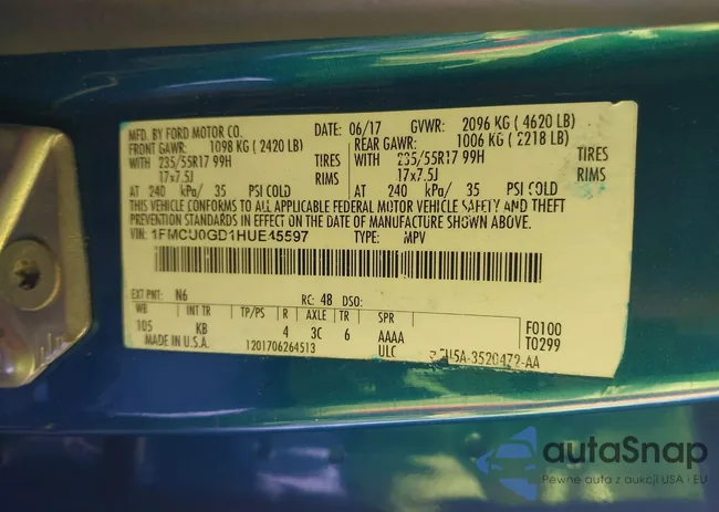 1FMCU0GD1HUE45597: 42771078