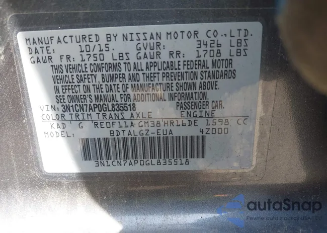 3N1CN7AP0GL835518: 42771306