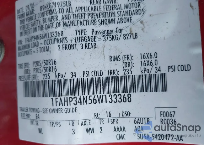 1FAHP34N56W133368: 42771460