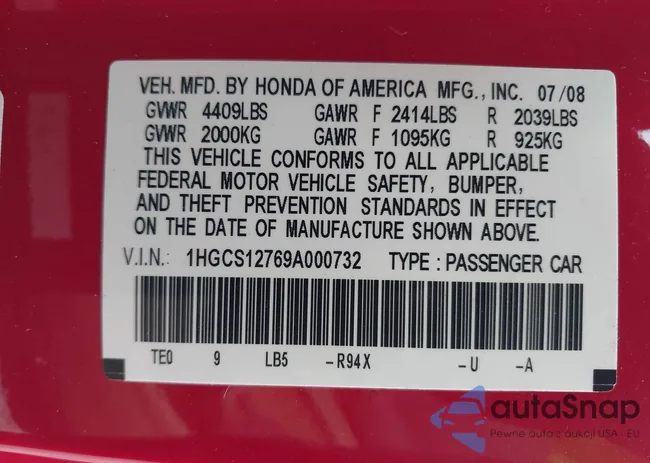 1HGCS12769A000732: 42771585