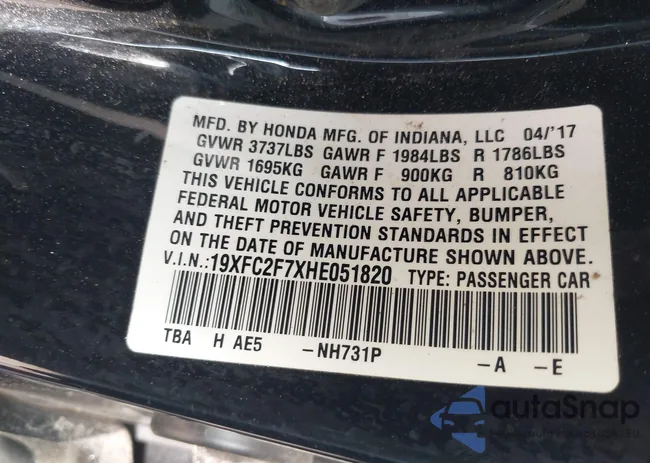 19XFC2F7XHE051820: 42770716